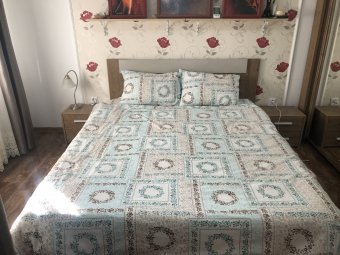 Lenjerie de pat pentru doua persoane, TDK Iacob, 100% bumbac, multicolor, 220x240 cm