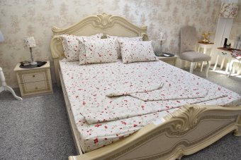 Lenjerie de pat pentru doua persoane, TDK Iacob, 100% bumbac satinat, multicolor, 235x200 cm