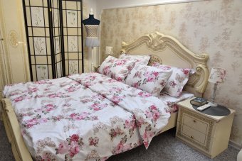 Lenjerie de pat pentru doua persoane, TDK Iacob, 100% bumbac satinat, multicolor, 235x200 cm