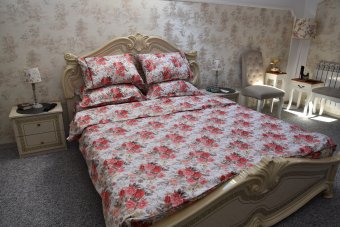 Lenjerie de pat pentru doua persoane, TDK Iacob, 100% bumbac satinat, multicolor, 235x200 cm