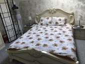 Lenjerie de pat pentru doua persoane, Cearceaf uni maro,TDK Iacob, 100% bumbac, multicolor, 220x240 cm