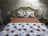 Lenjerie de pat pentru doua persoane, Cearceaf uni maro,TDK Iacob, 100% bumbac, multicolor, 220x240 cm