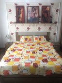 Lenjerie de pat pentru doua persoane, TDK Iacob, 100% bumbac, multicolor, 220x240 cm