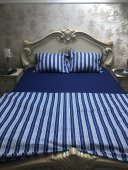 Lenjerie de pat pentru doua persoane, TDK Iacob, 100% bumbac, cearceaf uni albastru, multicolor, 220x240 cm
